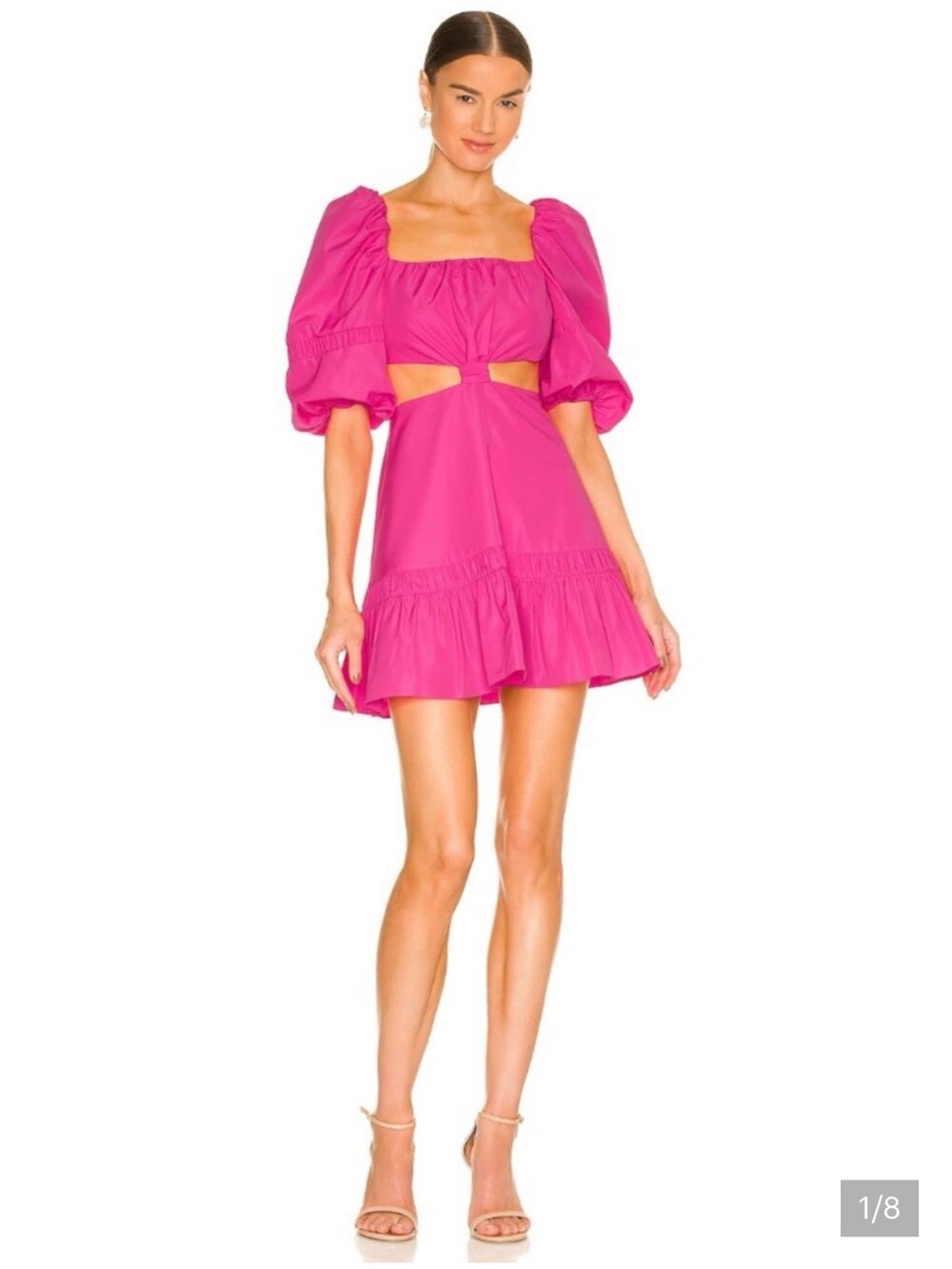 Alexis Bertana Puff Sleeve Cut Out Mini Dress Vacation Tropical Resort Wear